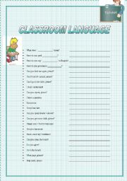 English Worksheet: classroom language