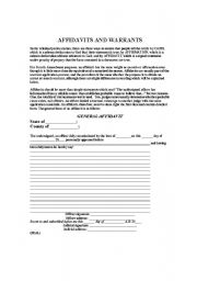 English Worksheet: Affidavit