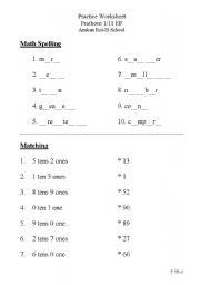 English worksheet: math spelling
