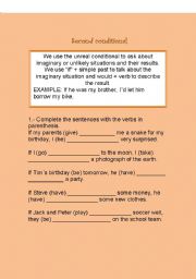 English worksheet: SECOND CONDITIONAL
