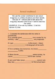 English Worksheet: SECOND CONDITIONAL