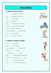 English Worksheet: VERB TO BE(PAST)