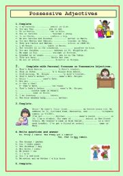 English Worksheet: POSSESSIVE ADJECTIVES