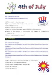 English Worksheet: 4th of July: Treasure Hunt