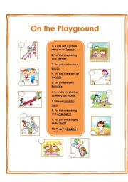 English worksheet: on the playground