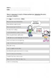 English Worksheet: Common Errors in English
