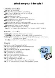 English worksheet: what are your interests?