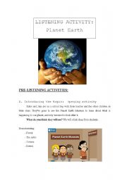 English Worksheet: planet earth listening