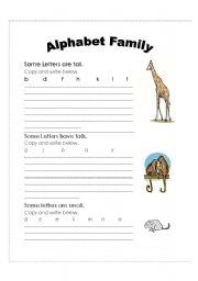 English worksheet: Alphabet family