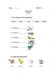 English worksheet: animals and actions