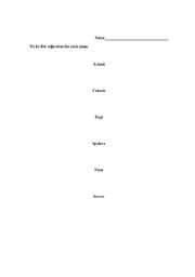 English worksheet: Using Adjectives