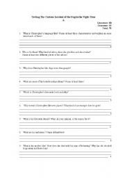 English Worksheet: Testing The Curious Incident