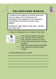 English worksheet: TRANSITION WORDS