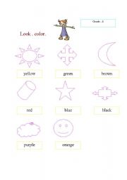 English worksheet: look then color