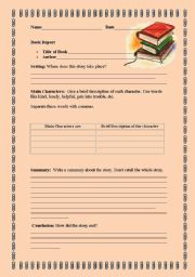 English Worksheet: book report