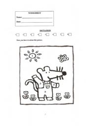 English Worksheet: Dictation of the colours