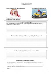 English Worksheet: A Police Report