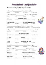 English Worksheet: present simple multiple choice