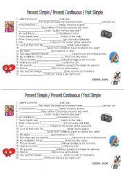 present simple, present continuous, past simple