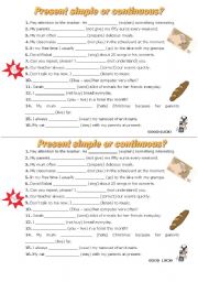 English Worksheet: present simple or continuous review