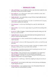 English Worksheet: IDIOMATIC PAIRS