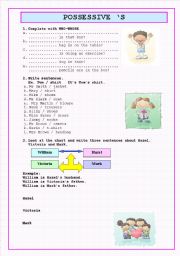 English Worksheet: POSSESSIVE S