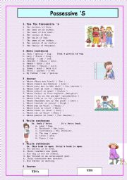 English Worksheet: POSSESSIVE S