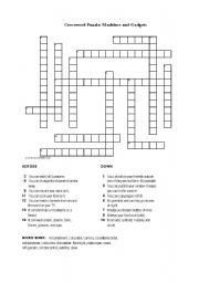 English Worksheet: Crossword: Machines and Gadgets