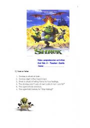 English Worksheet: Shrek activities-Part 2