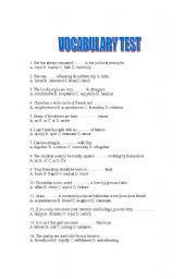 English worksheet: Vocabulary test