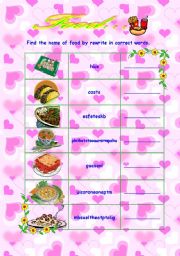 English worksheet: Food