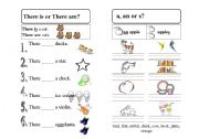 English Worksheet: Singular and plural: There is /There are