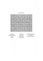 English Worksheet: Global Warming Word Search