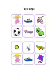 English Worksheet: Toys Bingo