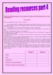 English Worksheet: reading resources part 4