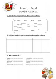 English worksheet: food exercises