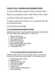 English worksheet: Using question marks in sentences.