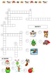 English Worksheet: Christmas Crossword