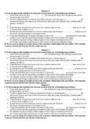 English Worksheet: transition exercises