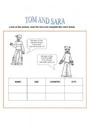 English worksheet: tom and sara