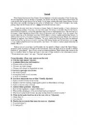 English Worksheet: Comprehension for advanced esl students