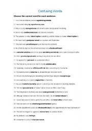 English Worksheet: Confusing words