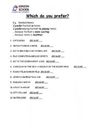 English Worksheet: I prefer