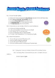English worksheet: present simple/continuous