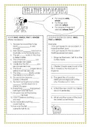 English Worksheet: Relative pronouns