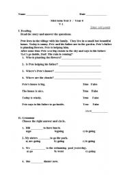 English Worksheet: Reading and grammar