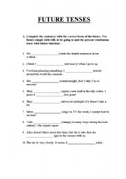 English worksheet: Future practice