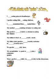 English worksheet: PREFERENCES 