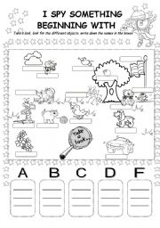 English Worksheet: I SPY SOMETHING BEGINNING WITH ...