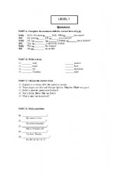 English worksheet: test on verb to be 
